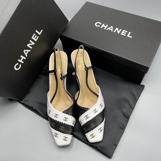 NEW CHANEL WITH LOGO SIGNATURE SLINGBACK PUMP HIGH HEEL