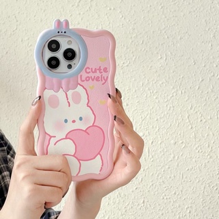 ✨ส่งเชือกเส้นเล็ก✨เคสไอโฟน14 Pro Max 13 12 11 เคส for iPhone 14พลัส รูปหัวใจ กระต่าย พกง่ายๆ การป้องกันการตก Case