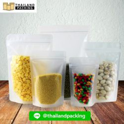 ถุงพลาสติกขุ่น ถุงซิปล็อค ตั้งได้ แพ็คละ (50 ใบ) - Thailandpacking