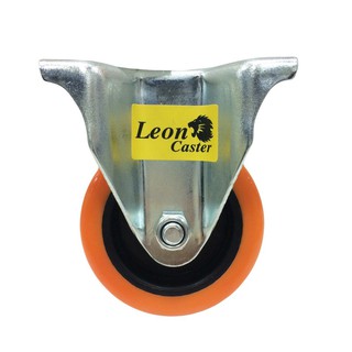 PLATE FIX POLYURETHANE WHEEL LEON ORANGE 3" ลูกล้อโพลียูรีเทน LEON แป้นตาย 3 นิ้ว สีส้ม ลูกล้อ อะไหล่เฟอร์นิเจอร์ เฟอร์น