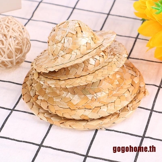 Gogo&amp; หมวกฟางถักมือ ขนาดเล็ก เครื่องประดับ สําหรับตกแต่งตุ๊กตา DIY 2 ชิ้น