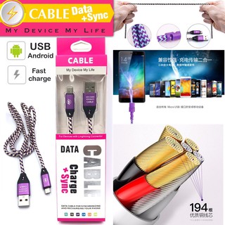 Cable Data Sync สายชาร์จโทรศัพท์ Android พร้อมตัวลองข้อสาย