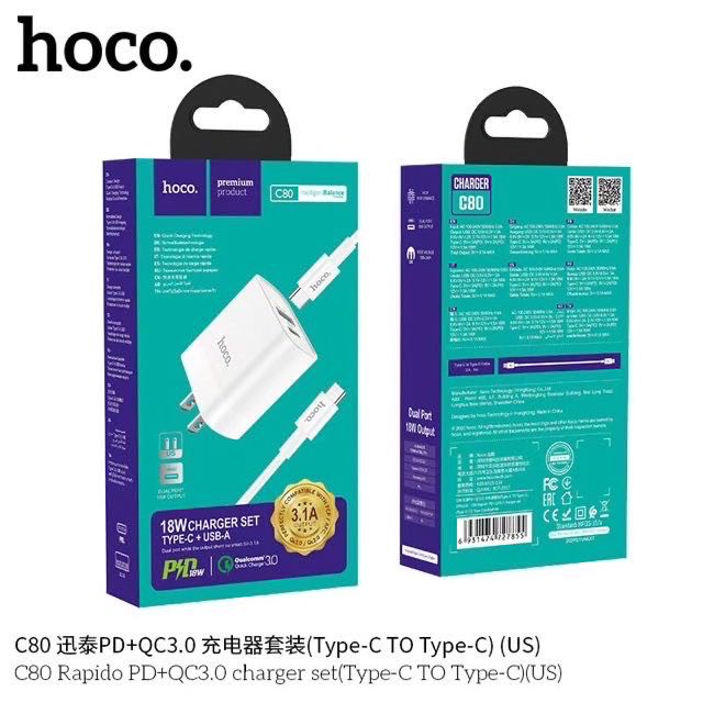 Hoco C80 PD/TypeC to iphone/TypeC to TypeC แท้100%