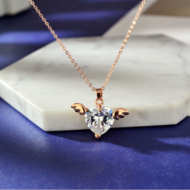 👑B013👑 สร้อยคอจี้รูปหัวใจ สร้อยคอเพชร