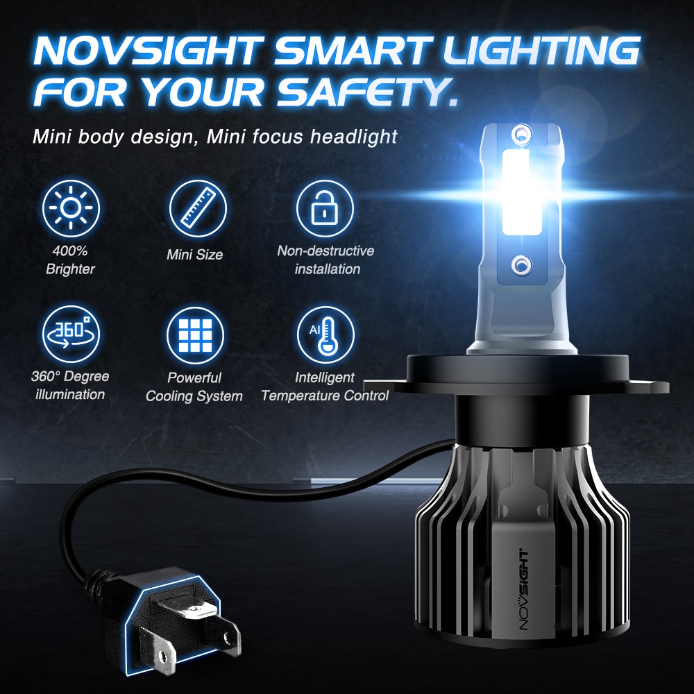 Novsight N39 หลอดไฟหน้า H4 Led H11 9005 9007 สําหรับรถยนต์ Turbo Led 12V - รูปที่ 7