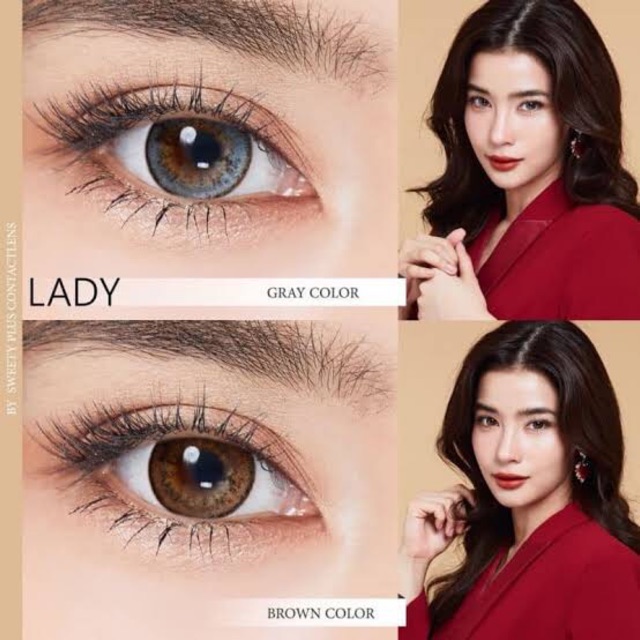 คอนแทคเลนส Lady Gray Brown Shopee Thailand