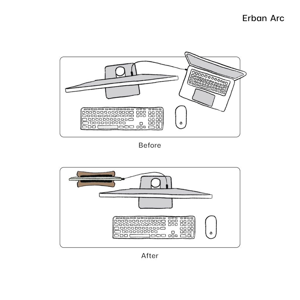 Erban Arc แท่นวางแล็ปท็อปไม้แบบโค้ง ต่อจอนอก ที่ตั้งโน๊ตบุค แท่นวางแล็ปท็อปไม้ แท่นวางแมคบุ๊ค ที่วาง iPad