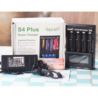 Vapcell S4 plus ที่ชาร์จ4ราง ชาร์จทุกขนาด สูงสุด 3A ต่อช่อง