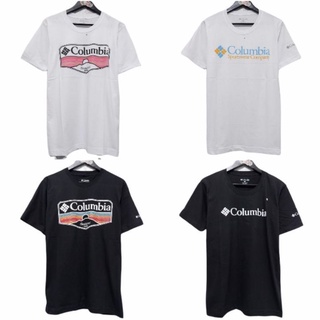 เสื้อยืด พิมพ์ลายโลโก้ Columbia สีดํา และสีขาว