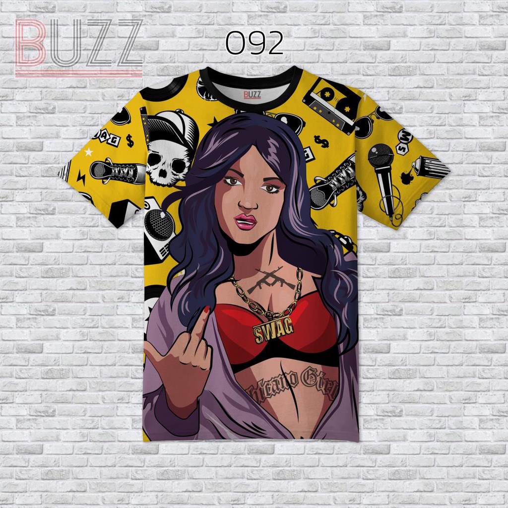 [S-4XL] เสื้อยืดแฟชั่น พิมพ์ลาย หน้า-หลัง ใส่ได้ทั้ง ชาย หญิง สาวอวบ อ้วน บิ๊กไซส์ BUZZ-092