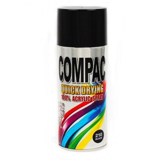 สีสเปย์เอนกประสงค์ สีดำด้าน COMPAC (อะครีลิค 100%) สีดำเงา #210 ปริมาณสุทธิ 400 CC.