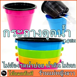 กระถาง รดน้ำ อัติโนมัติ 14ซม กลม ดูดน้ำ พลาสติก สี เกรดA ปลูก สลัด ผัก เมล็ด ทานตะวัน แคคตัส ข้าวสาลี ขาว อิฐ เหลี่ยม202