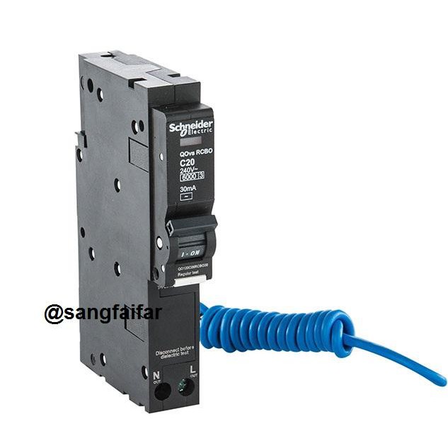 Schneider ชไนเดอร์ ลูกย่อยเซอร์กิตเบรกเกอร์กันรั่ว/ดูด 1โพล 20 แอมป์ RCBO 1P 30mA 6kA (Square D) รุ่