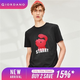 Giordano Men Tshirt Men Short Sleeves Printed Patterns 100% Cotton Tee Men Ribbedd Round-neck Casual Tshirts 91091034