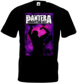 เคาบอย Pantera จากนรก V26 เสื้อยืดโลหะหนักสีดำทั้งหมด