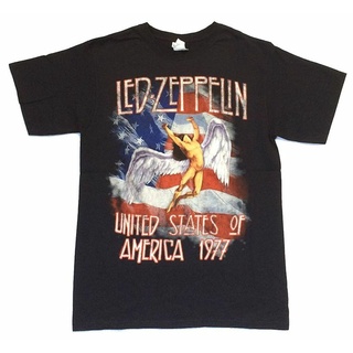 เสื้อยืดลำลองเสื้อยืด พิมพ์ลายธงชาติหงส์ Zeppelin USA 1977 สีดํา สไตล์คลาสสิก สําหรับผู้ชาย 105337S to4XL