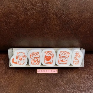 Maneki Neko Stamp Set เซ็ตตัวปั๊มลายแมวกวักนำโชคญี่ปุ่น 5 อัน