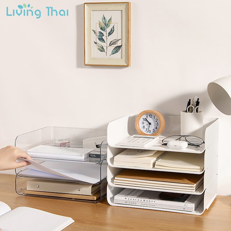 Living Thai วางซ้อนได้ชั้นวางเอกสาร กล่องเก็บเครื่องเขียน  ชั้นเก็บเอกสาร ถาดวางเอกสาร วางซ้อนได้