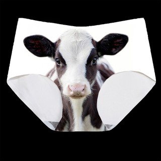 AN95 กางเกงในพิมพ์ลาย การ์ตูน วัวน้อย cow น่ารัก กางเกงใน 3D กางเกงชั้นในผู้หญิง สีขาว กางเกงในไร้ขอบ พร้อมส่ง