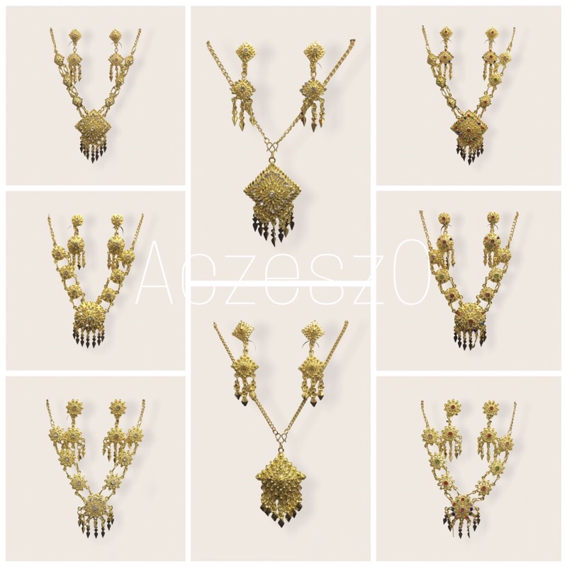 สร้อยชุดไทยเด็ก ผู้ใหญ่ ต่างหูแบบหนีบ