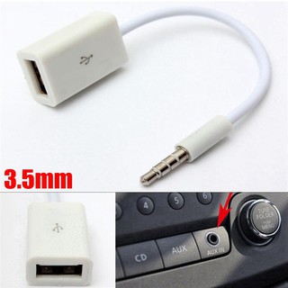 3.5mm male aux audio plug jack to usb 2.0 female converter cord cable car mp3