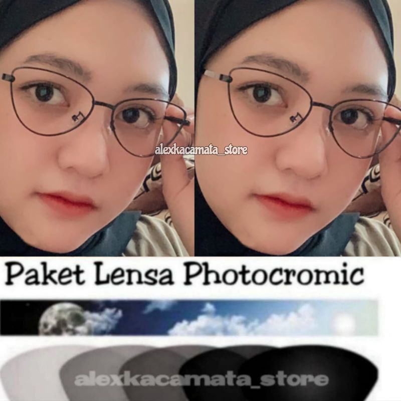 Cat EYE HORN GLASSES ผู้หญิง MINUS แก้ว PHOTOCROMIC ANTI-RADIATION แก้ว 9596