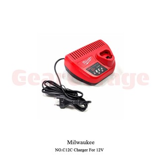 แท่นชาร์ตแบตเตอรี่สำหรับแบตเตอรรี่ 12V. MILWAUKEE NO.C12C Charger For 12V  Factory Gear By Gear Garage