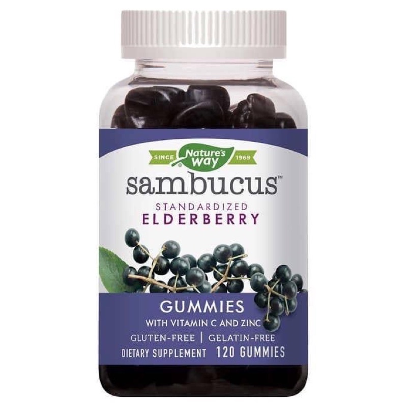 Natures Way Sambucus Elderberry with Vitamin C and Zinc 120 Gummies กัม ...