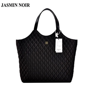 Jasmin NOIR กระเป๋าถือ กระเป๋าสะพายไหล่ ลายสก๊อต เรียบง่าย ขนาดใหญ่ สําหรับสตรี