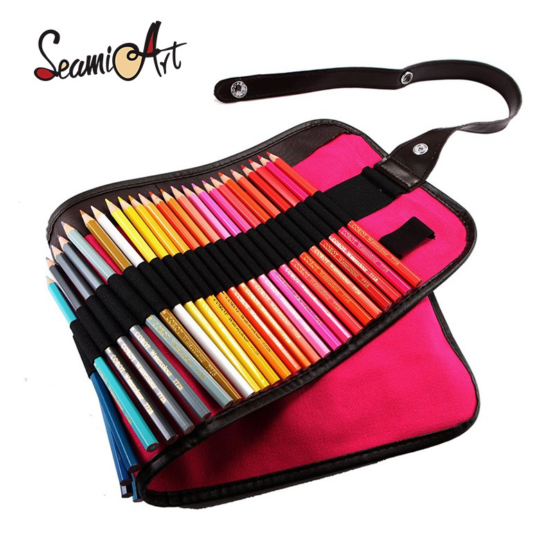 SeamiArt กระเป๋าผ้าใบ 48 ช่องสําหรับใส่ดินสอสีดินสอ / สเก็ต Pencils_5 สีให้เลือก