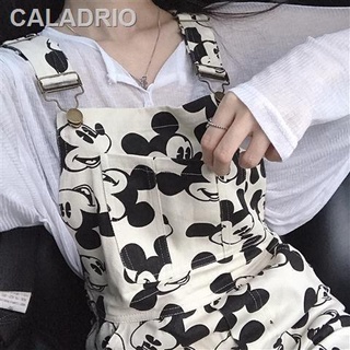 มิกกี้ suspenders การ์ตูนหญิง INS พิมพ์ย้อนยุคหลวมขากว้างกว้าง กางเกวินเทจ