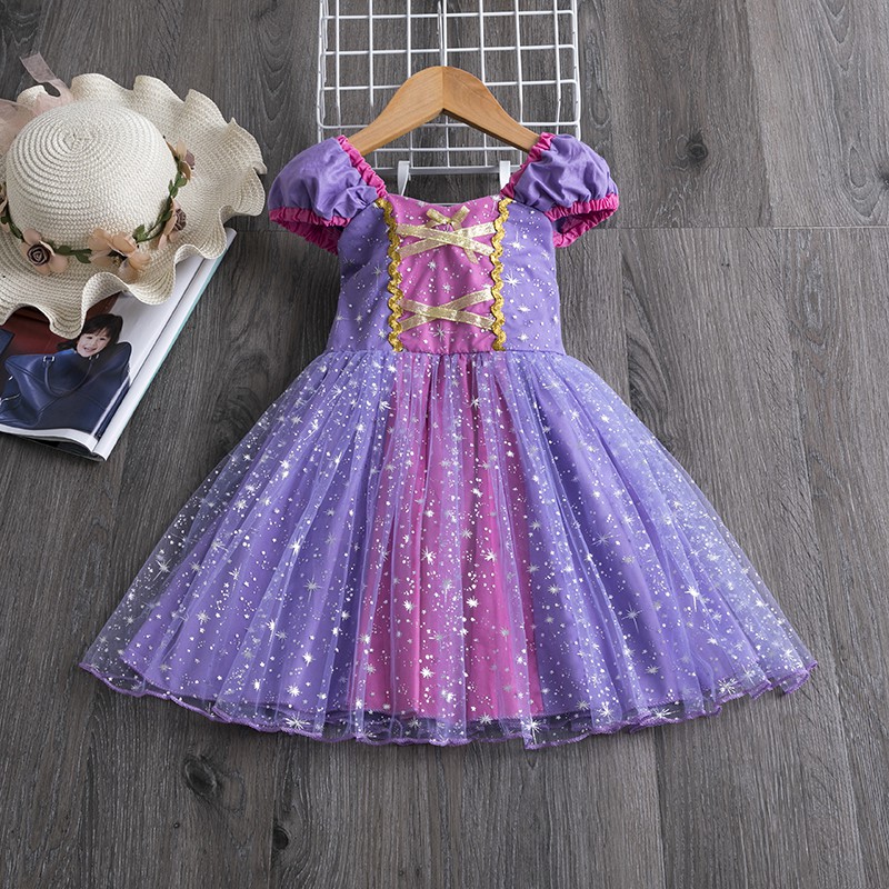 NNJXD ชุดเดรส กระโปรงชีฟอง สีม่วง เหมาะกับงานปาร์ตี้ วันเกิด สําหรับเด็กผู้หญิง