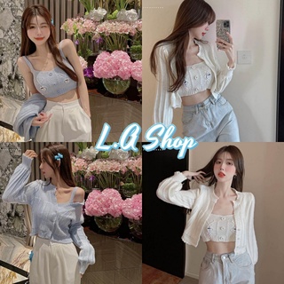 L.A Shop พร้อมส่ง สายเดี่ยวสีพื้น+เสื้อคลุมน่ารักๆ(ไม่มีกระต่ายค่ะ) สีน่ารักดีเทลน่ารักมาก "51065+51065-1" -C