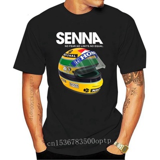 เสื้อยืดสีขาวใหม่ เสื้อยืดคอกลม แขนสั้น พิมพ์ลายหมวกกันน็อค Elton Senna 1 สําหรับผู้ชายS-4XL