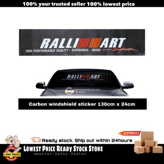 Ralliart CARBON สติกเกอร์ติดกระจกหน้ารถยนต์ ขนาด 130 ซม. x 24 ซม.