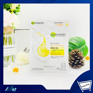 Garnier Serum Mask Light Complete White Up 28 g. การ์นิเย่ มาส์ก ไลท์ ไวท์อัพ 28 กรัม 1กล่องมี 10 แผ่น