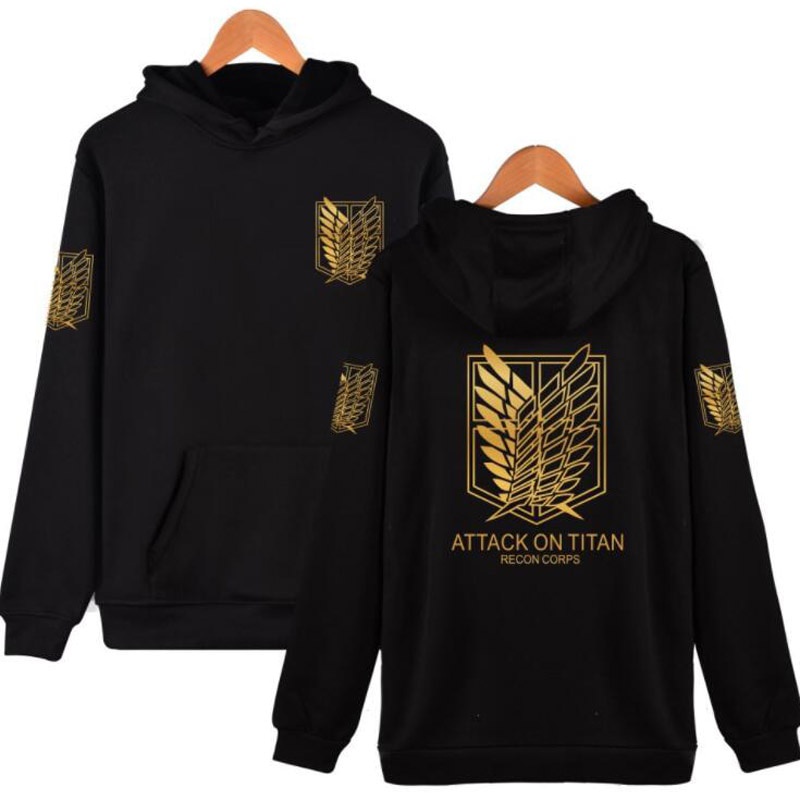 Japan Anime Attack On Titan Men Hoodies Sweatshirts Winter Fashion Long Sleeve Fleece Hooded Jacket Coat Male Halloween Clothes Tees Shopee Thailand