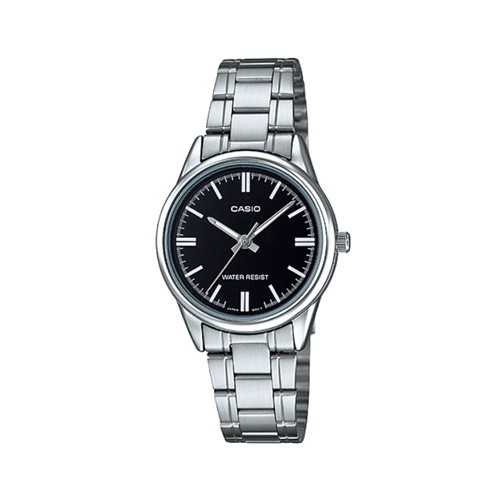Casio นาฬิกาข้อมือผู้หญิง สีเงิน/ดำ สายสแตนเลส รุ่น LTP-V005D,LTP-V005D-1A,LTP-V005D-1AUDF