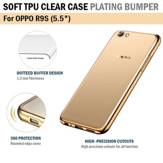 Qcase-เคสใส ผิวนิ่ม ขอบสี สำหรับ OPPO R9S เคส ใส - Soft TPU Clear Case Plating for OPPO R9S