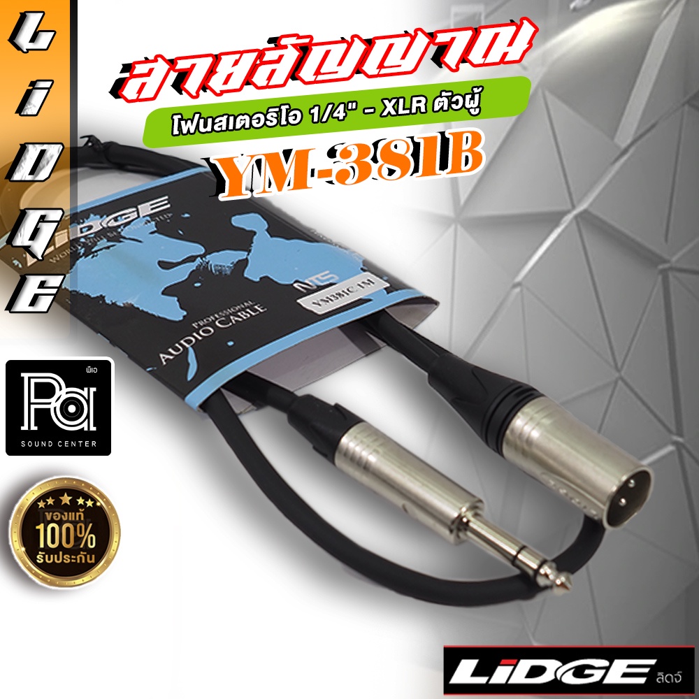 LIDGE YM 381C สายสัญญาณ โฟนสเตอริโอ 1/4" - XLR ตัวผู้ YM381C ความยาว 1 เมตร PA SOUND CENTER