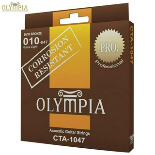 Olympia® CTA-1047 สายกีตาร์โปร่ง เบอร์ 10 แบบ 80/20 Bronze แบบเคลือบ ซีรี่ย์ PRO ของแท้ (Extra Light, 0.010 - 0.047)