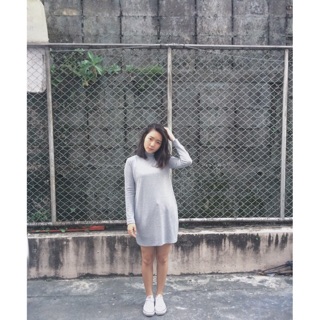 NEW! Turtleneck long-sleeved dress (gray)