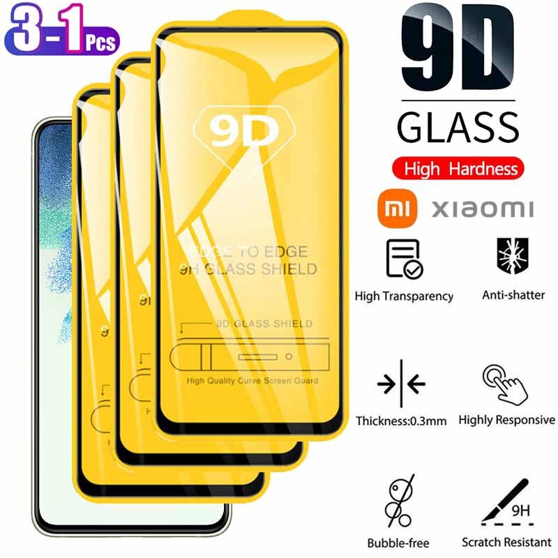 (ซื้อ 2แถม1) ฟิล์มกระจกนิรภัย 9D for Redmi 13C 12C 10C 0A 9A 9C Note 14 13 12 11 10 9 8 7 Mi 14T 13T