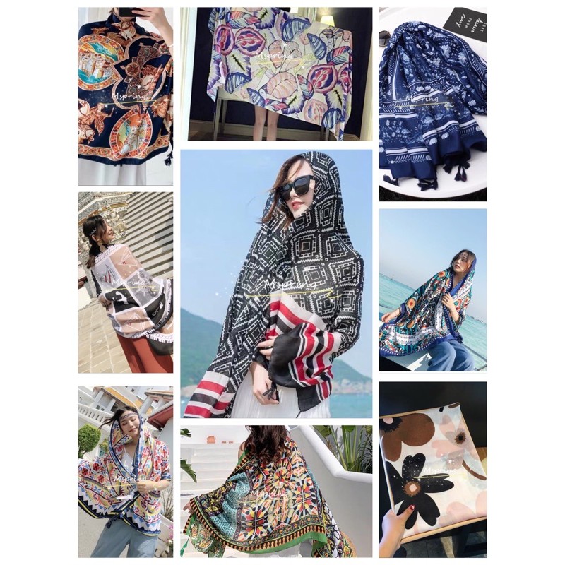 Scarf Shawl ผ้าคลุมไหล่ ผ้าพันคอ c121-140สไตล์โบฮีเมียน ผ้าหนา กันแดด กันลม