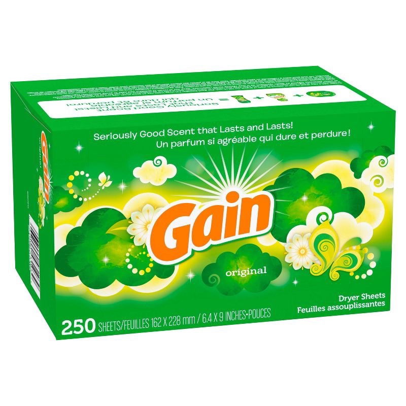 พร้อมส่ง 250แผ่น แผ่นน้ำหอมอบผ้า Gain Original Dryer Sheets