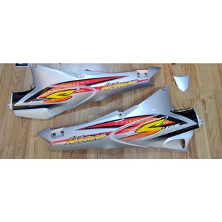 ชุดท้าย wave125 เก่า 3ชิ้น สีเทา ติดลายSปี2004ดำ
