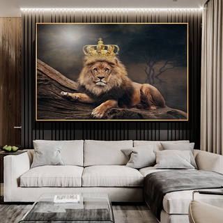 โปสเตอร์ภาพวาดผ้าใบ รูปจักรพรรดิสิงโต และมงกุฎ สําหรับตกแต่งบ้าน ห้องนั่งเล่น