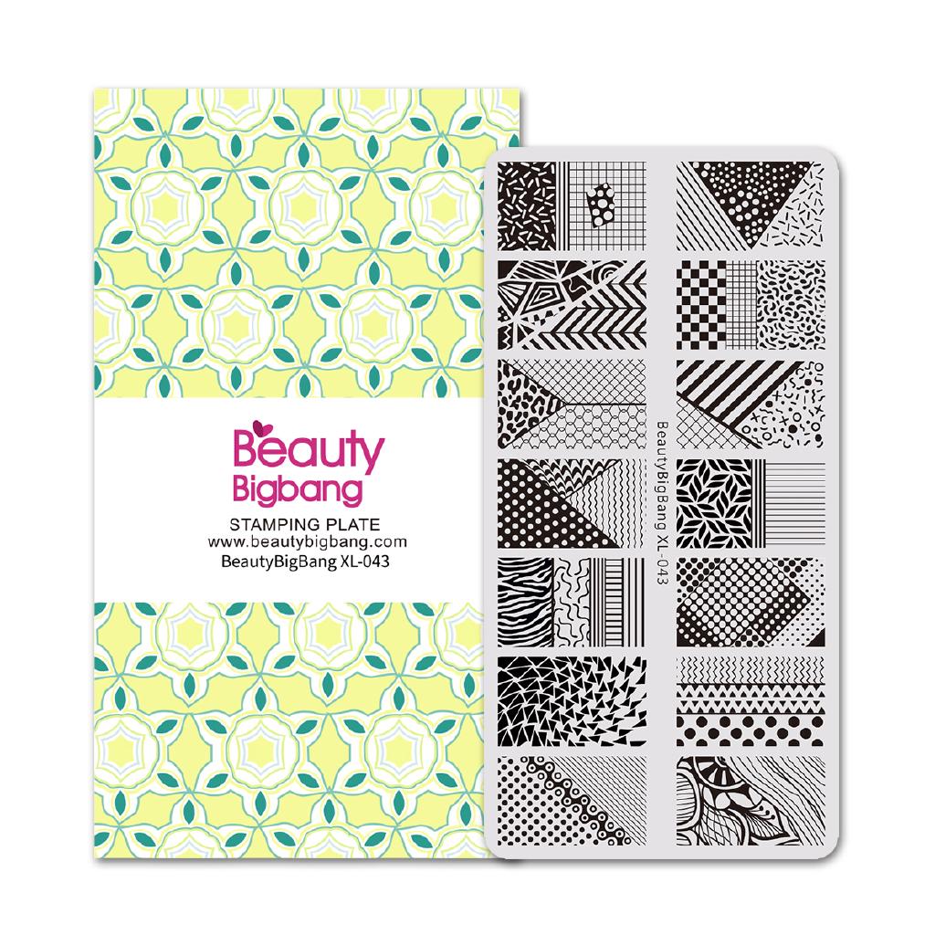 BeautyBigBang 6*12CM Rectangle Nail Art Stamping Plate Flowers Geometric Puzzle Manicure DIY Decoration