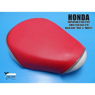 HONDA SUPERCUB C50 C65 C70 C90 C100 C102 SINGLE SEAT "RED" &amp; "WHITE" with "GREY" TRIM  // เบาะ เบาะเดี่ยว สีแดง ขอบเทา