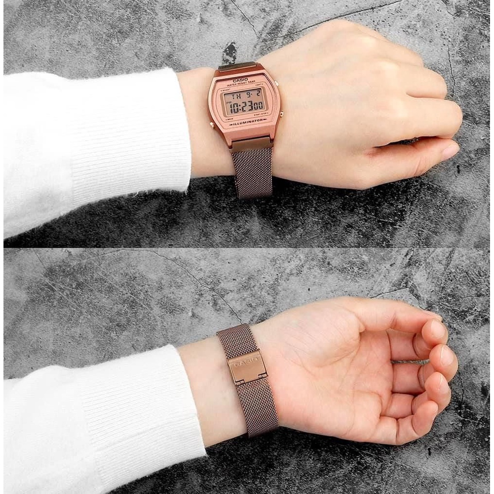 นาฬิกา Casio รุ่น B640WMR-5A นาฬิกาผู้หญิงรุ่นใหม่ล่าสุด สายถักสีโรสโกลด์ -ของแท้ 100% รับประกันศูนย์ CMG1 ปีเต็ม